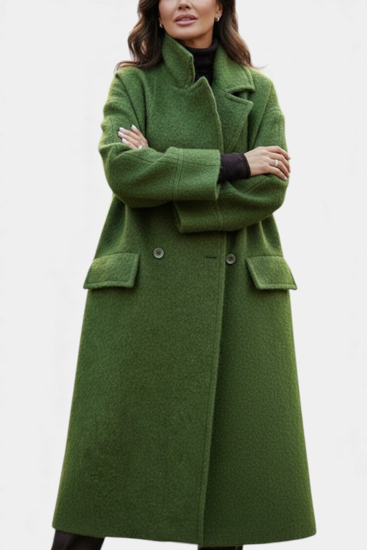 Camile | Manteau Long Oversize à Double Boutonnage et Col à Revers