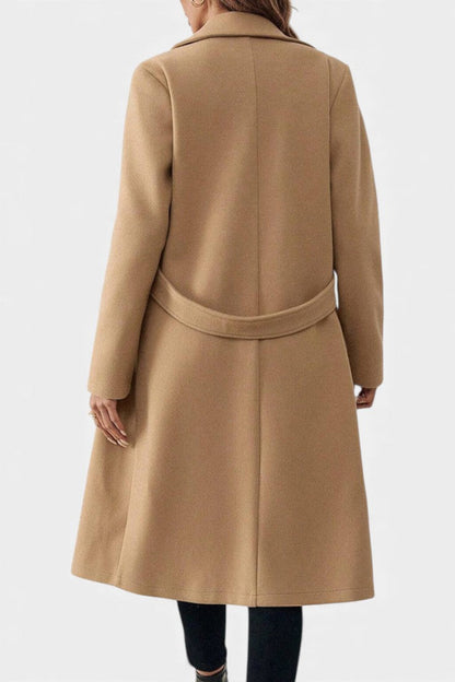 Hédia | Manteau Croisé Mi-Long à Revers Classiques