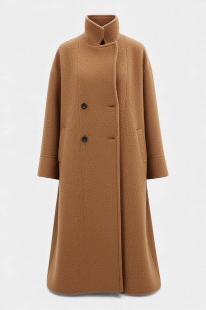 Camile | Manteau Long Oversize à Double Boutonnage et Col à Revers