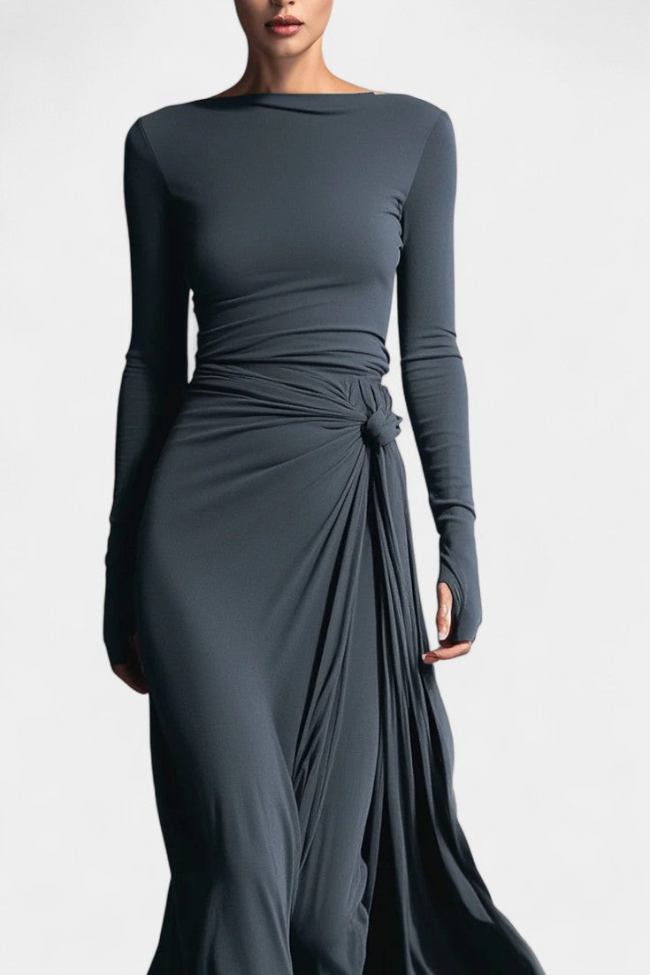 Armelle | Robe Longue Portefeuille Nouée