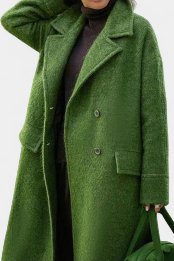 Camile | Manteau Long Oversize à Double Boutonnage et Col à Revers