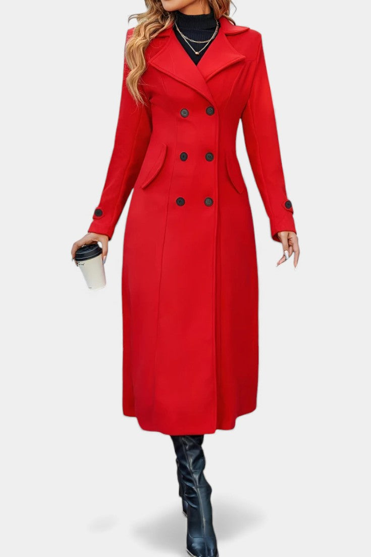 Naïssa | Manteau Long Croisé à Revers Crantés