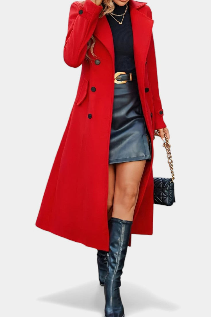 Naïssa | Manteau Long Croisé à Revers Crantés