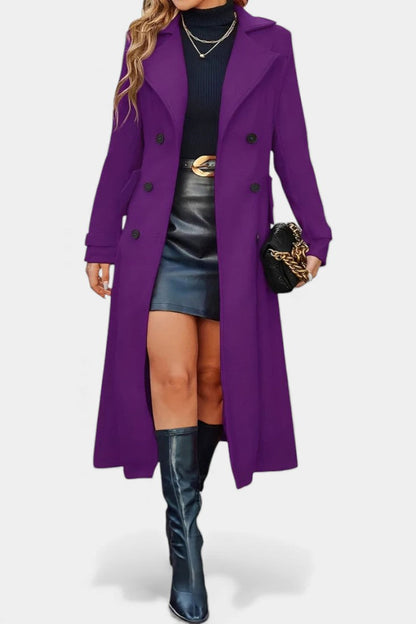 Naïssa | Manteau Long Croisé à Revers Crantés