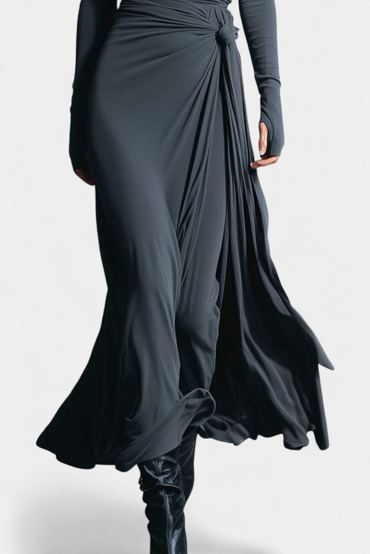 Armelle | Robe Longue Portefeuille Nouée