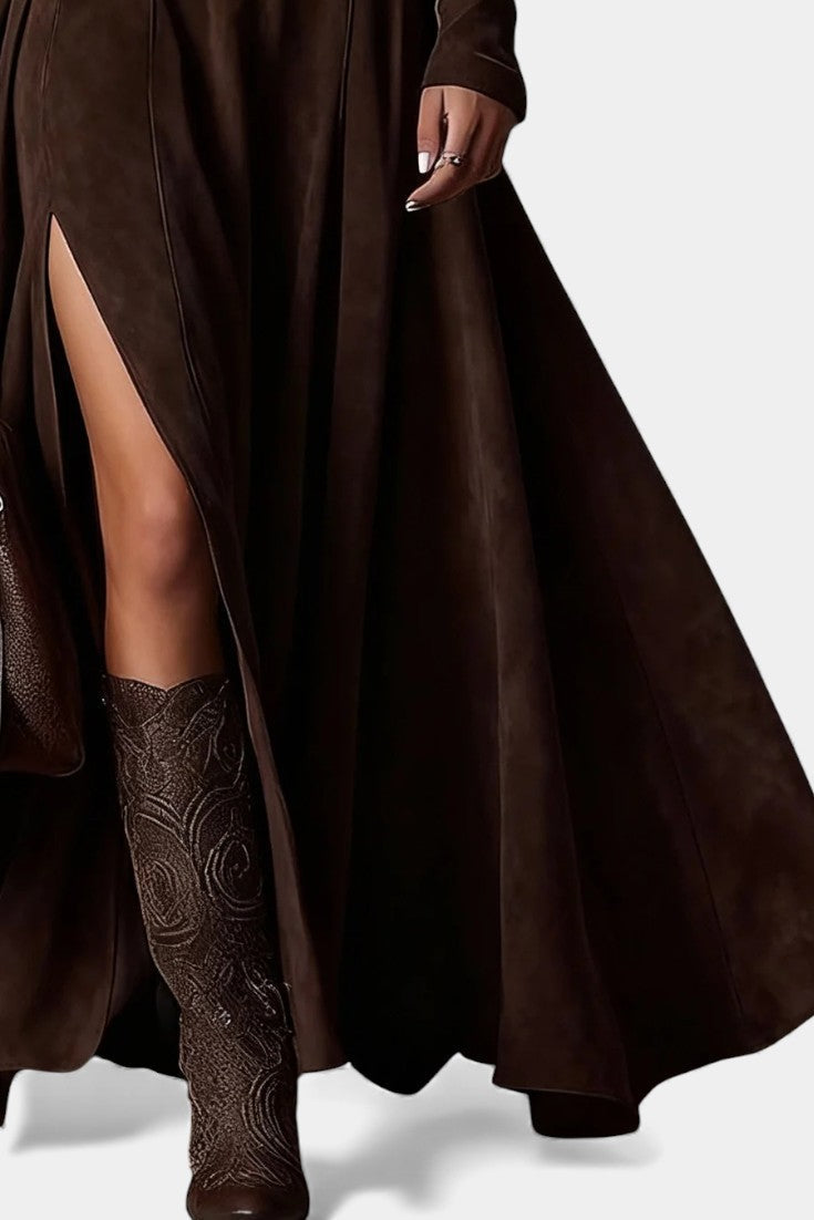 Roselda | Robe Longue à Col Roulé et Fente Élégante
