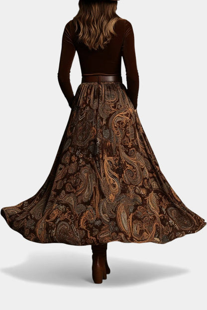 Liliya | Ensemble Vintage en Velours et Jupe Longue Paisley