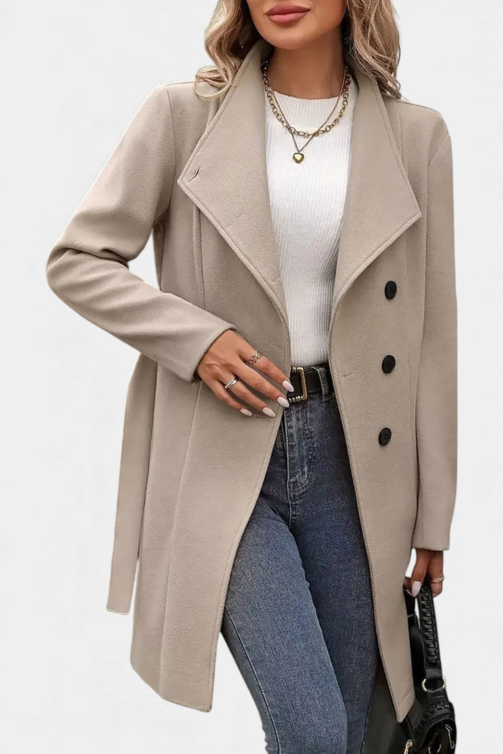 Yuliana | Manteau Long à Boutons et Taille Nouée