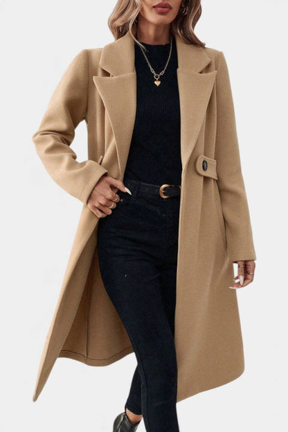 Hédia | Manteau Croisé Mi-Long à Revers Classiques