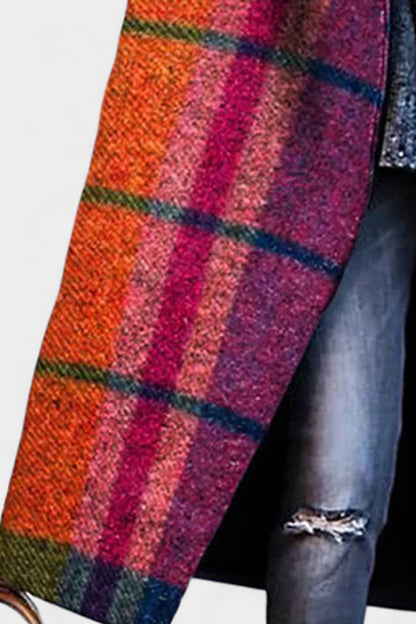 Suhana | Manteau à Carreaux Contrastés et Col à Revers Élégant
