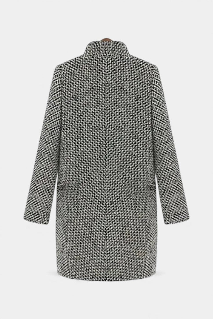 Snezhana | Manteau Long à Motif Pied-de-Poule Élégant