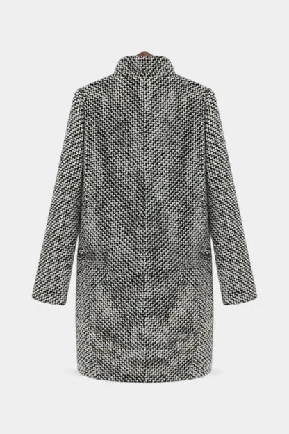 Snezhana | Manteau Long à Motif Pied-de-Poule Élégant