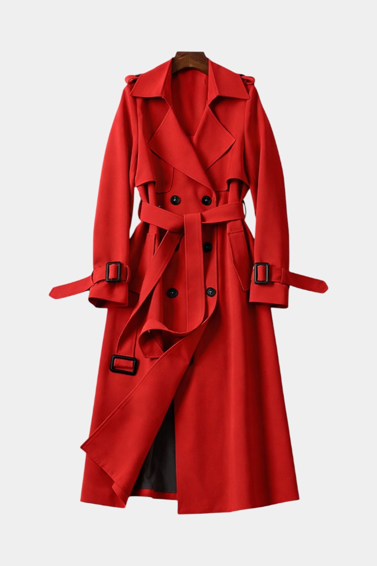 Romane | Manteau Long Ceinturé à Double Boutonnage