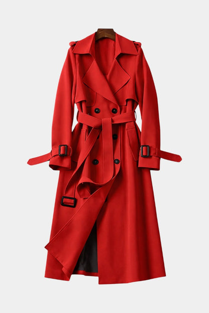 Romane | Manteau Long Ceinturé à Double Boutonnage