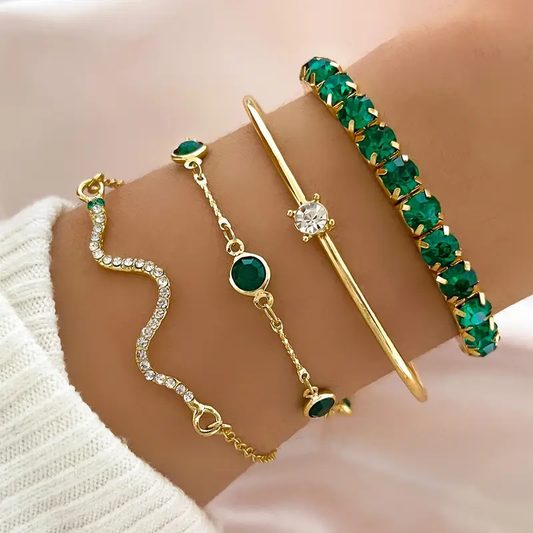 Beatrice | Lot de Bracelets Vintage à Zircon Vert