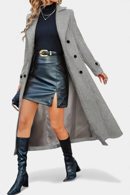 Naïssa | Manteau Long Croisé à Revers Crantés