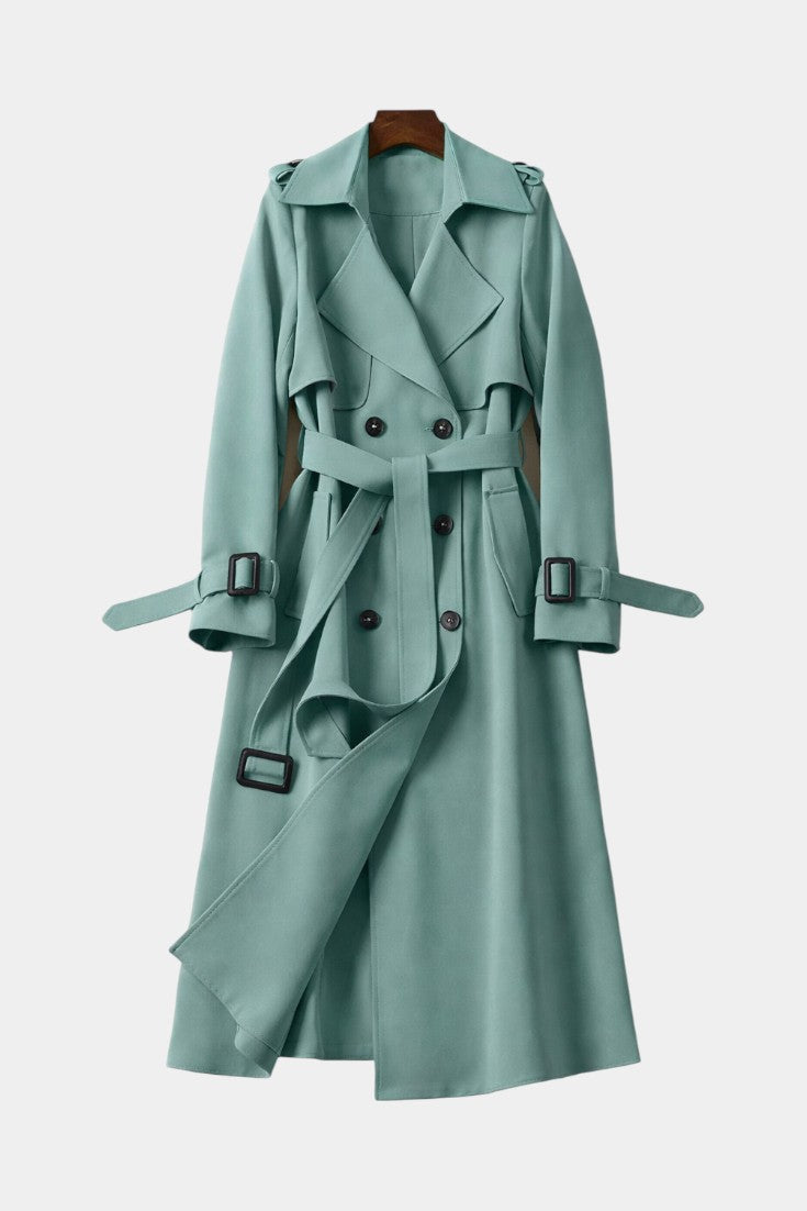 Romane | Manteau Long Ceinturé à Double Boutonnage