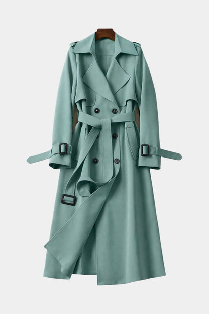 Romane | Manteau Long Ceinturé à Double Boutonnage