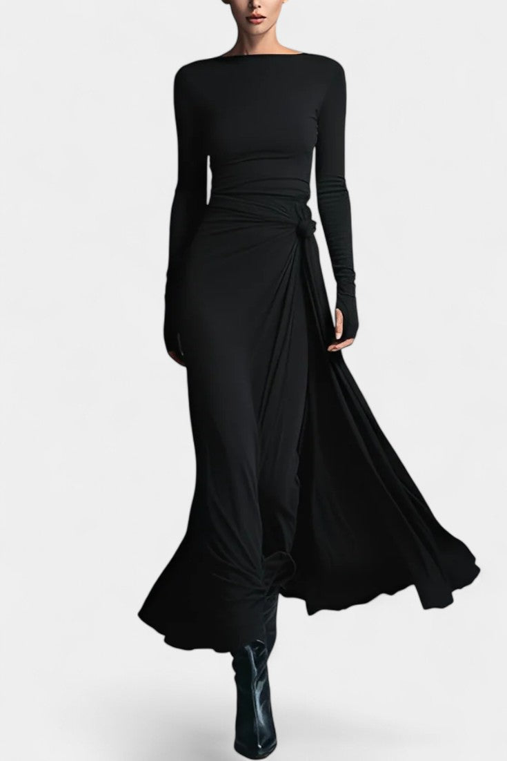 Armelle | Robe Longue Portefeuille Nouée