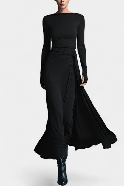 Armelle | Robe Longue Portefeuille Nouée
