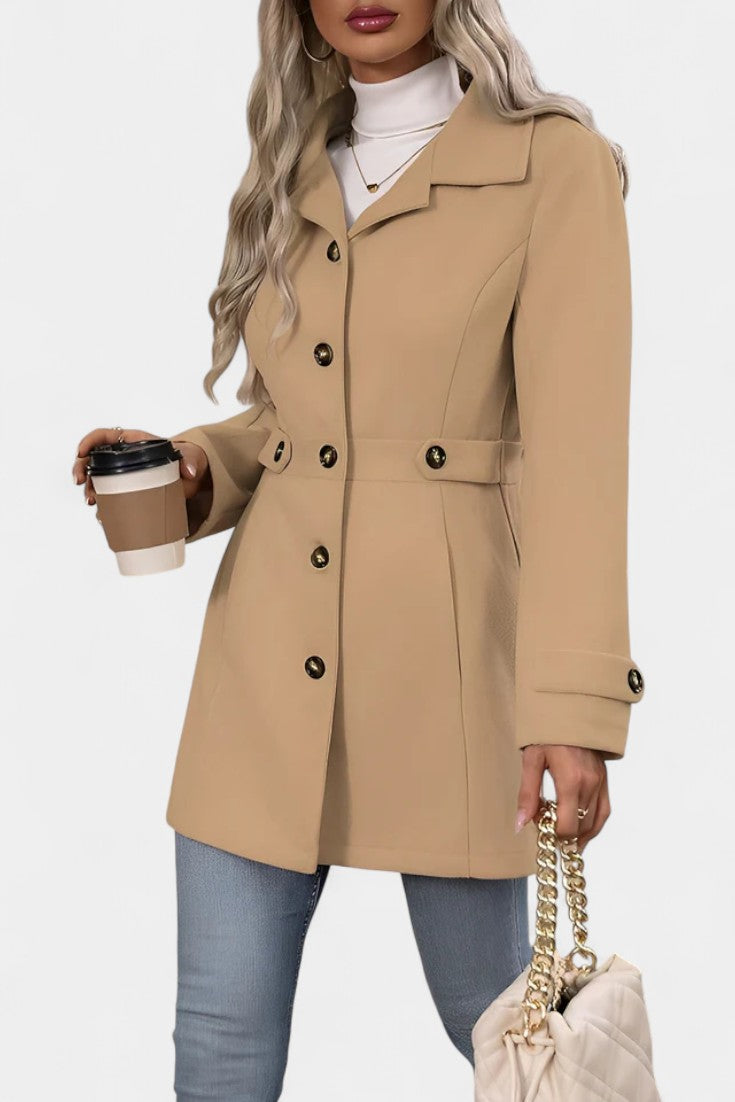 Cléophée | Manteau Mi-Long Élégant à Ceinture Ajustable