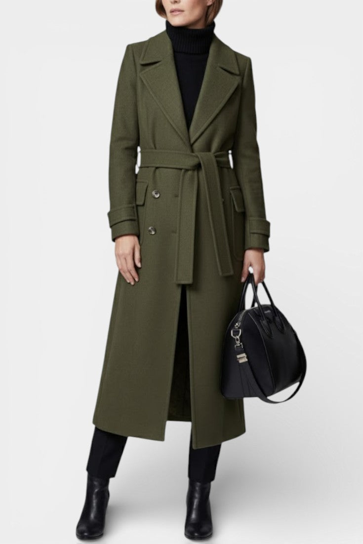 Franka | Manteau Long Ceinturé à Double Boutonnage et Col Tailleur