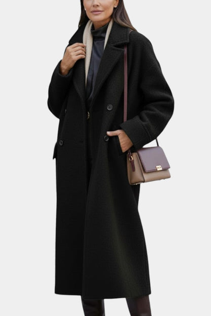 Camile | Manteau Long Oversize à Double Boutonnage et Col à Revers