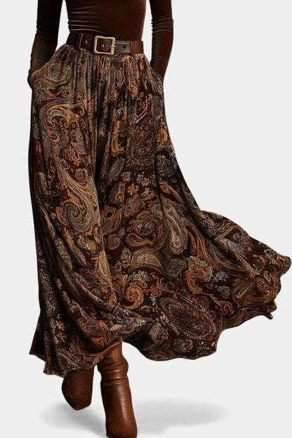 Liliya | Ensemble Vintage en Velours et Jupe Longue Paisley
