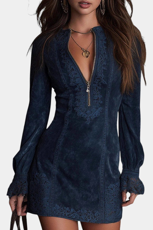 Vivencia | Robe Courte Ajustée à Dentelle Raffinée