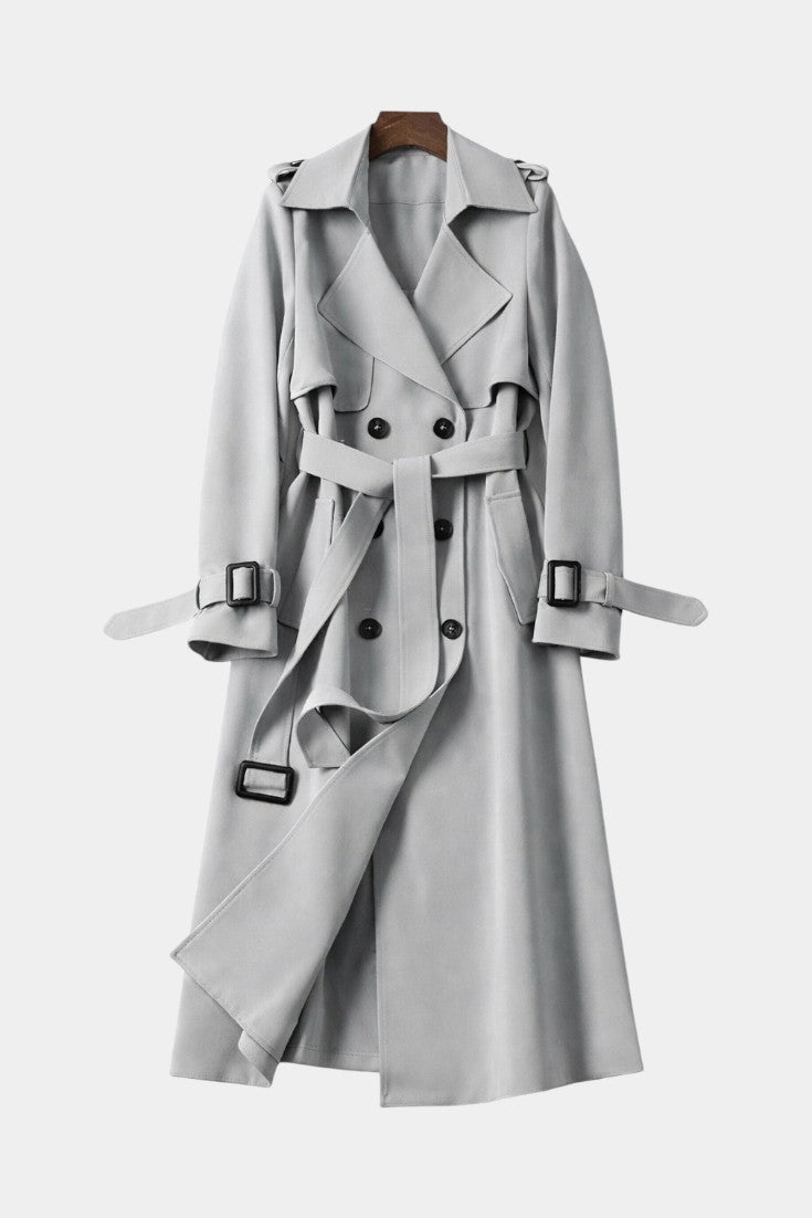 Romane | Manteau Long Ceinturé à Double Boutonnage