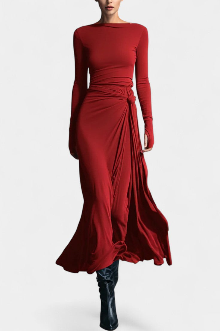 Armelle | Robe Longue Portefeuille Nouée