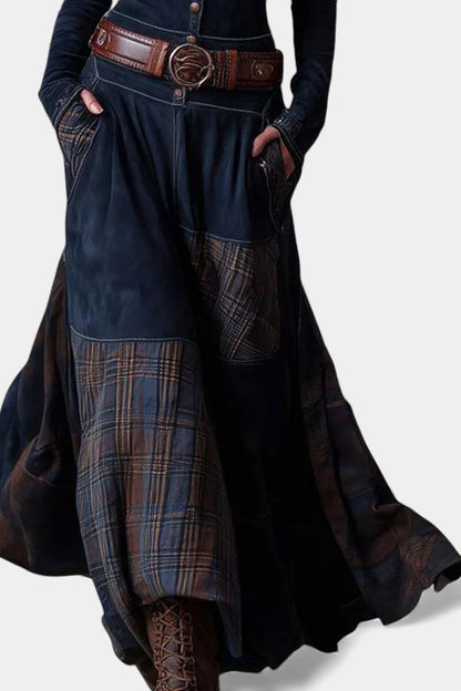 Marlis | Robe Longue Élégante à Carreaux Vintage