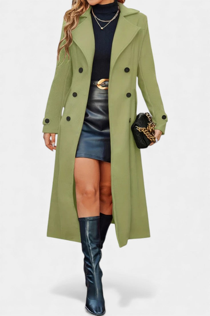 Naïssa | Manteau Long Croisé à Revers Crantés