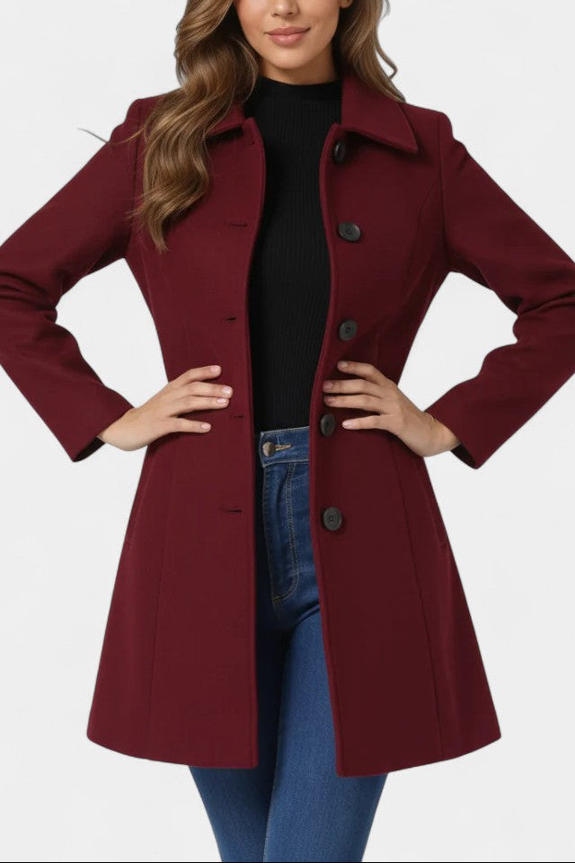 Louane | Manteau d'Hiver à Simple Boutonnage et Taille Cintrée