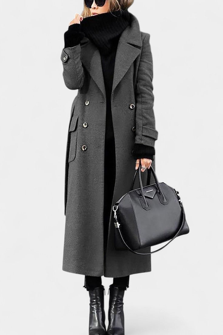 Franka | Manteau Long Ceinturé à Double Boutonnage et Col Tailleur