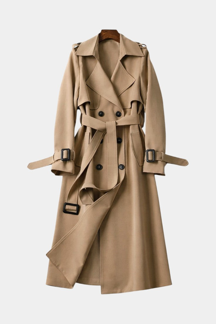 Romane | Manteau Long Ceinturé à Double Boutonnage
