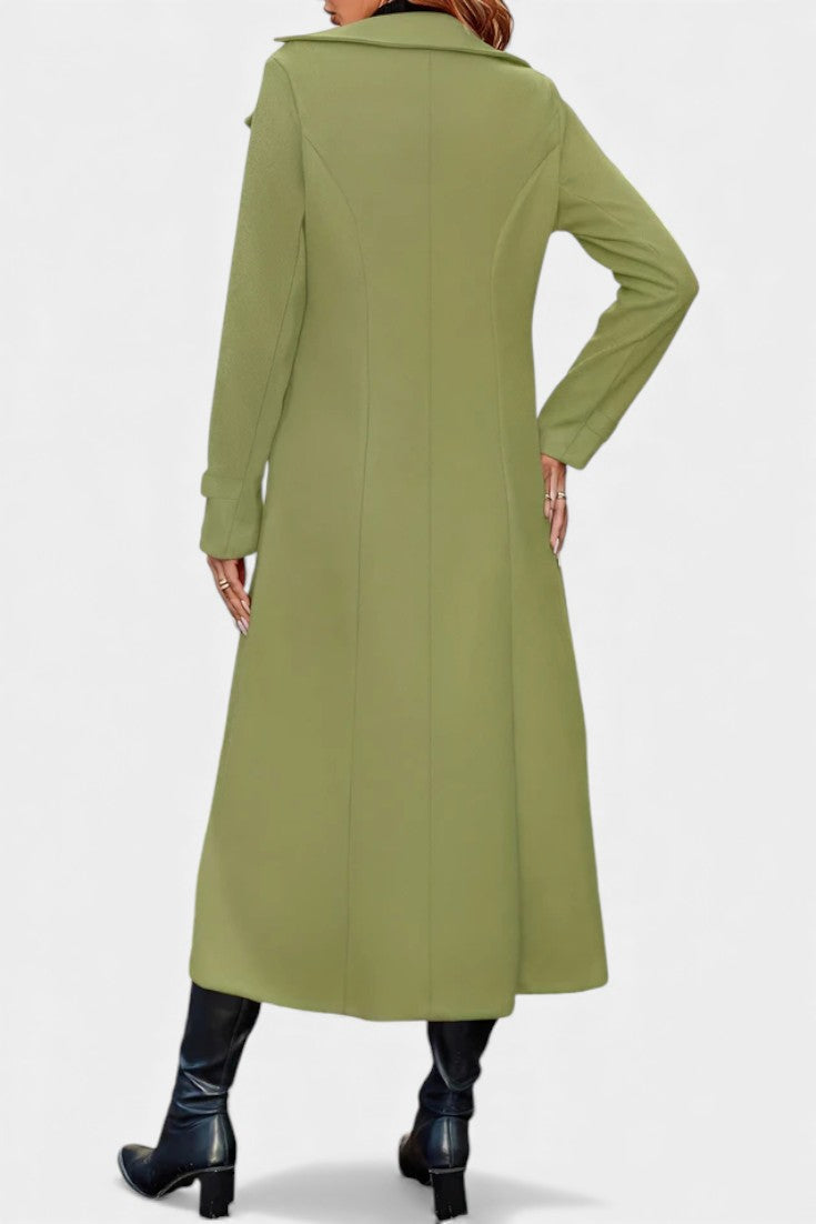 Naïssa | Manteau Long Croisé à Revers Crantés