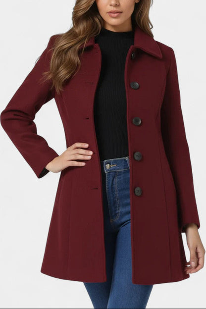 Louane | Manteau d'Hiver à Simple Boutonnage et Taille Cintrée