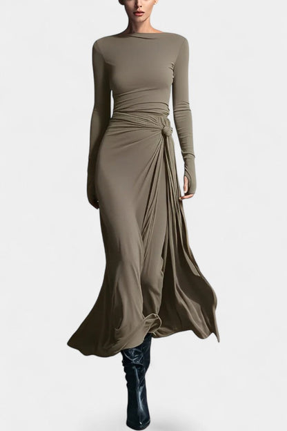Armelle | Robe Longue Portefeuille Nouée