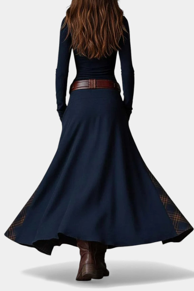 Marlis | Robe Longue Élégante à Carreaux Vintage