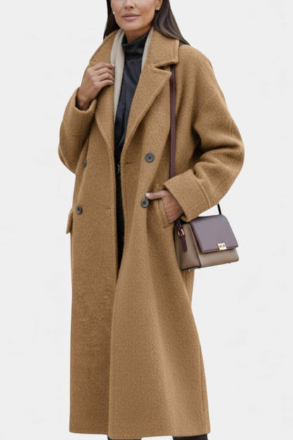 Camile | Manteau Long Oversize à Double Boutonnage et Col à Revers