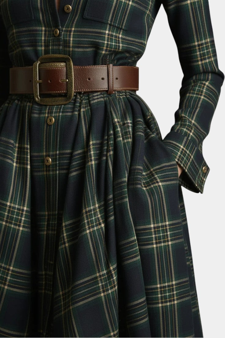 Eustellia | Robe Longue à Carreaux Esprit Ethnique Rétro