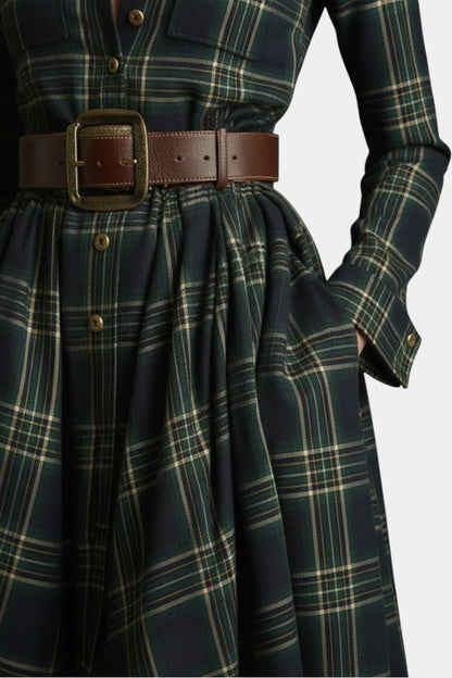 Eustellia | Robe Longue à Carreaux Esprit Ethnique Rétro