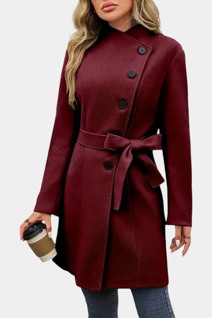 Yuliana | Manteau Long à Boutons et Taille Nouée