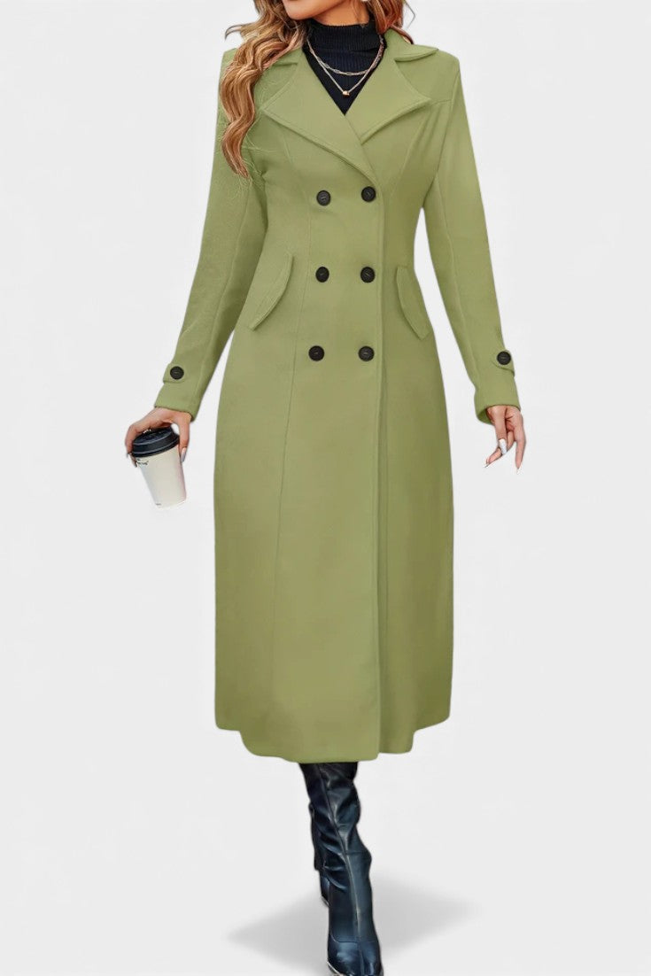 Naïssa | Manteau Long Croisé à Revers Crantés