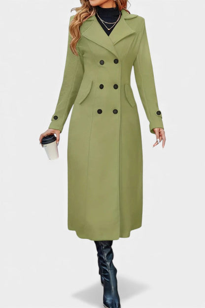 Naïssa | Manteau Long Croisé à Revers Crantés