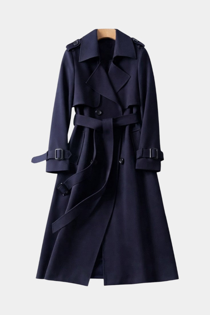 Romane | Manteau Long Ceinturé à Double Boutonnage