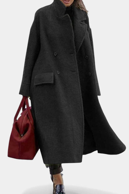 Camile | Manteau Long Oversize à Double Boutonnage et Col à Revers