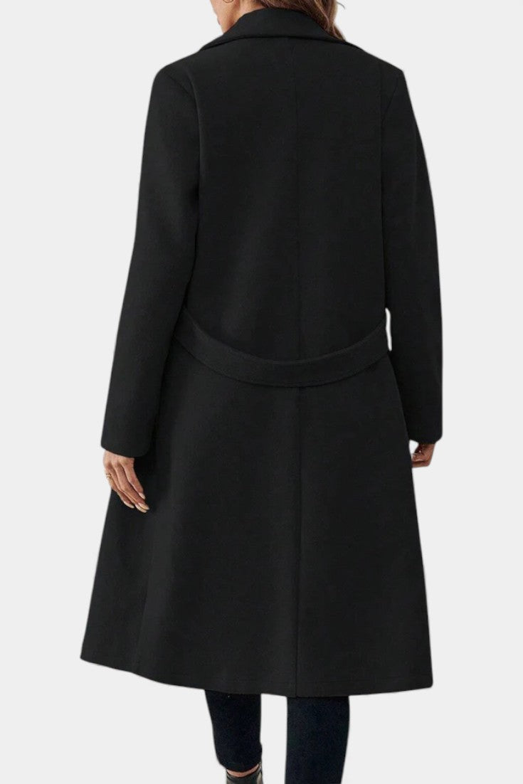 Hédia | Manteau Croisé Mi-Long à Revers Classiques