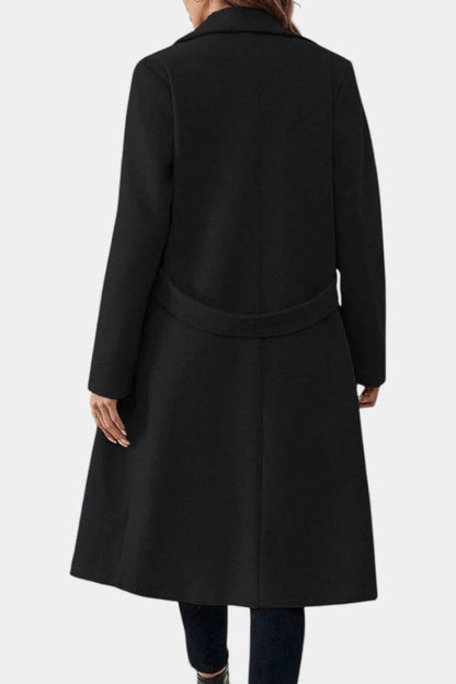 Hédia | Manteau Croisé Mi-Long à Revers Classiques